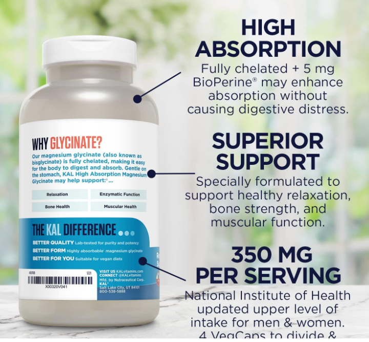 Kal Magnesium Glycinate 350 Capsules