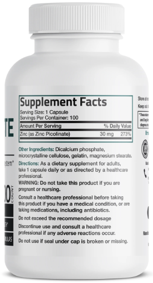 Bronson Zinc Picolinate 30mg 100 Capsules