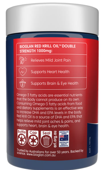 Bioglan Krill Oil 1000mg Double Strength Omega 3 Astaxanthin