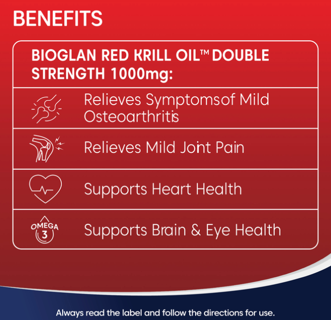 Bioglan Krill Oil 1000mg Double Strength Omega 3 Astaxanthin