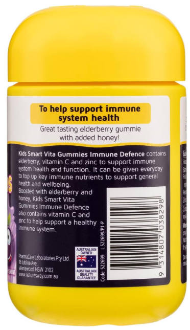 Nature's Way Kids Smart Vita Gummies Immune Defence 60 Pastilles/Elderberry Vitamin C Zinc