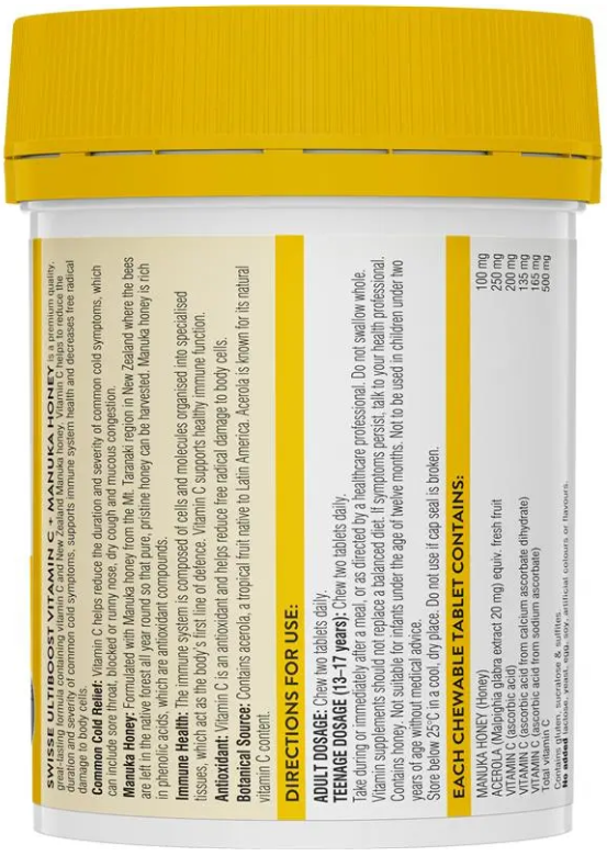 Swisse Ultiboost Vitamin C + Manuka Honey 120 Tablets