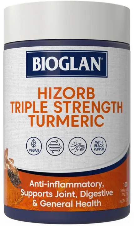 Bioglan Hizorb Triple Strength Turmeric 100 Tablets