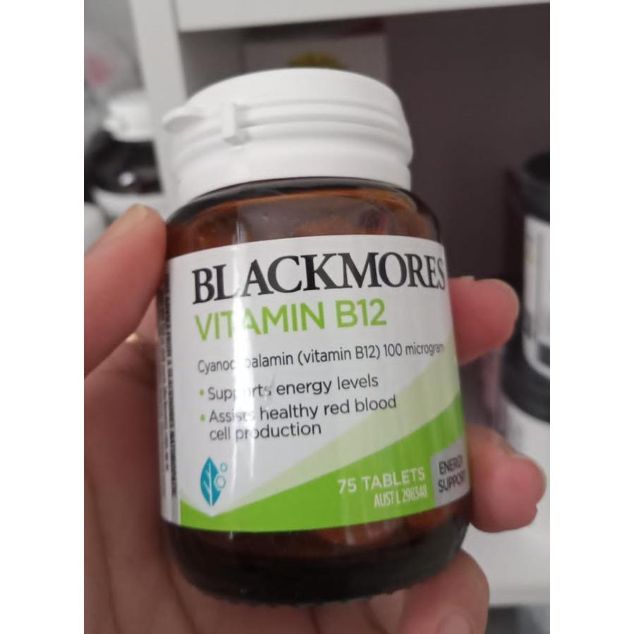 blackmores vitamin B12 isi 75 tablet/vitamin B 12/PRoduksi sel darah merah/kesehatan kognitif dan otak/sistem syaraf