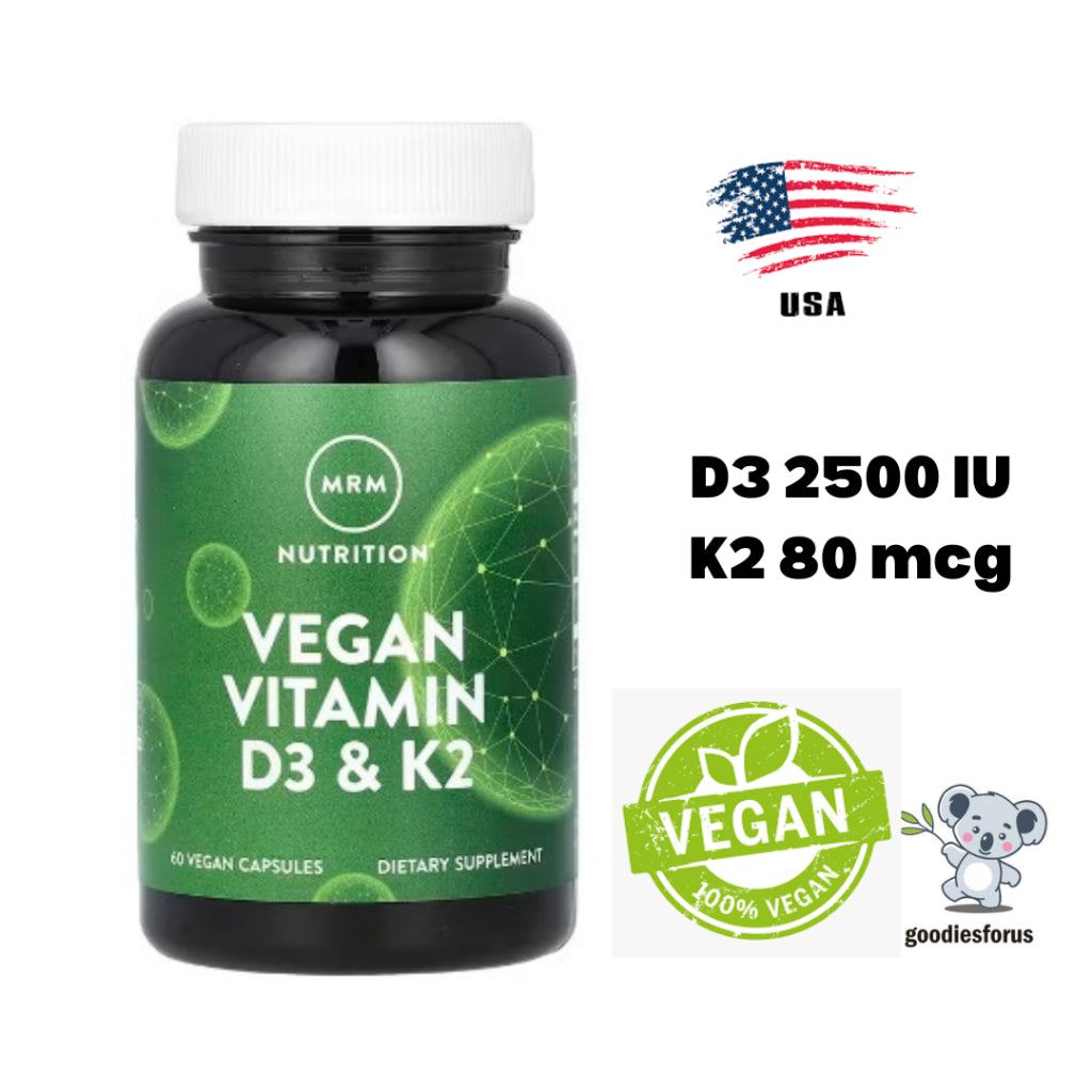 MRM Nutrition, Vegan Vitamin D3K2, 60 Vegan Capsules/D3 2500 K2 80mcg/Non GMO