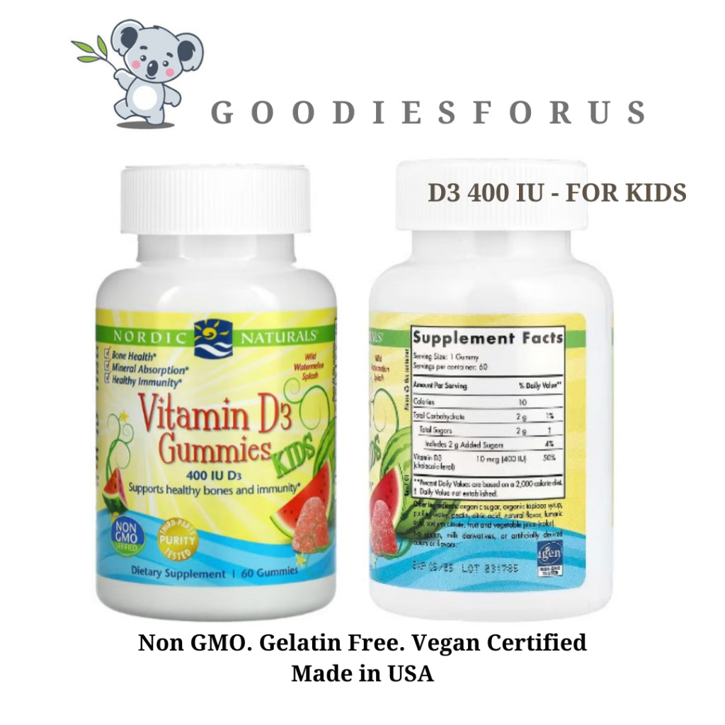 Nordic Naturals Vitamin D3 400 IU gummies 4+ thn isi 60 gummies /vitamin anak D3 400IU