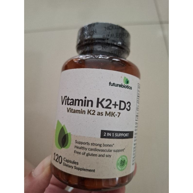 FUTUREBIOTICS Vitamin D3 5000 k2 90 mcg isi 120 kapsul/ Vitamin D 5000 IU dan K2/Kesehatan Tulang Otot Sendi Kardiovaksular/Immune