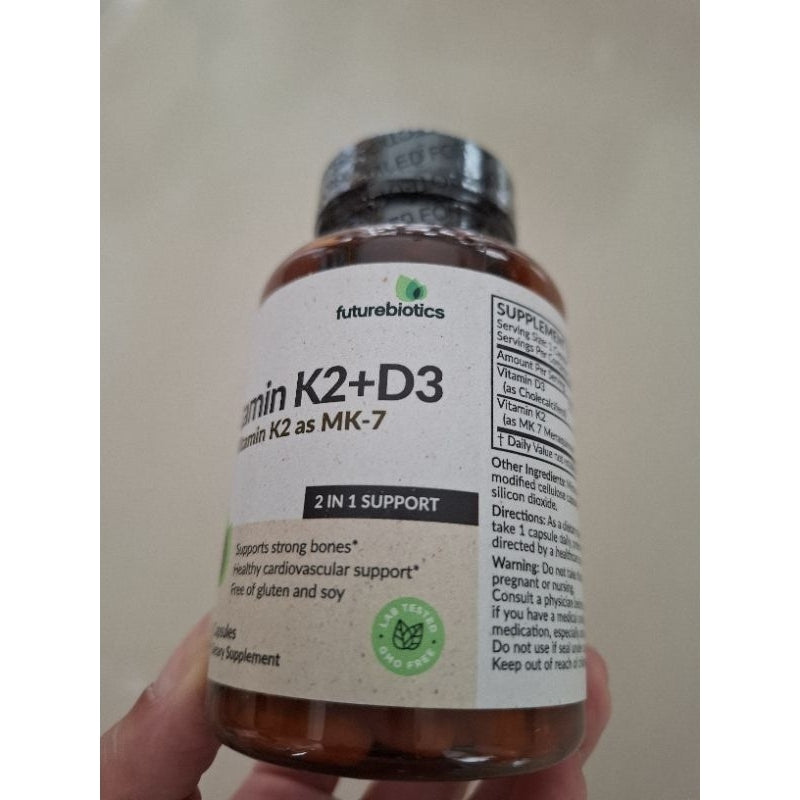 FUTUREBIOTICS Vitamin D3 5000 k2 90 mcg isi 120 kapsul/ Vitamin D 5000 IU dan K2/Kesehatan Tulang Otot Sendi Kardiovaksular/Immune