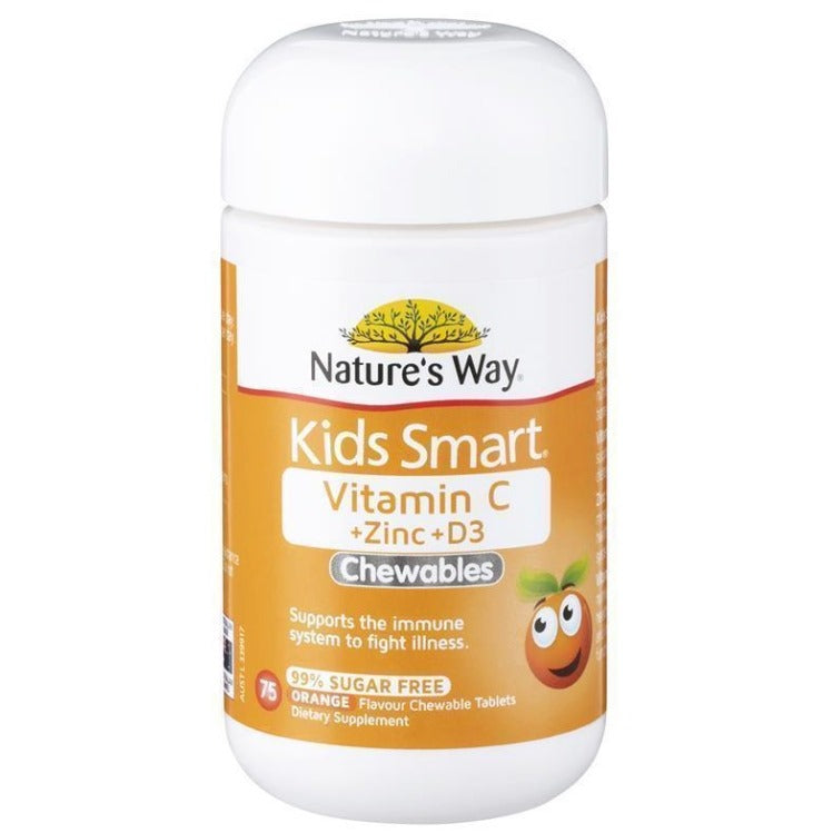 Natures Way Kids Smart Vitamin C + Zinc + D 75 Chewable Tablets