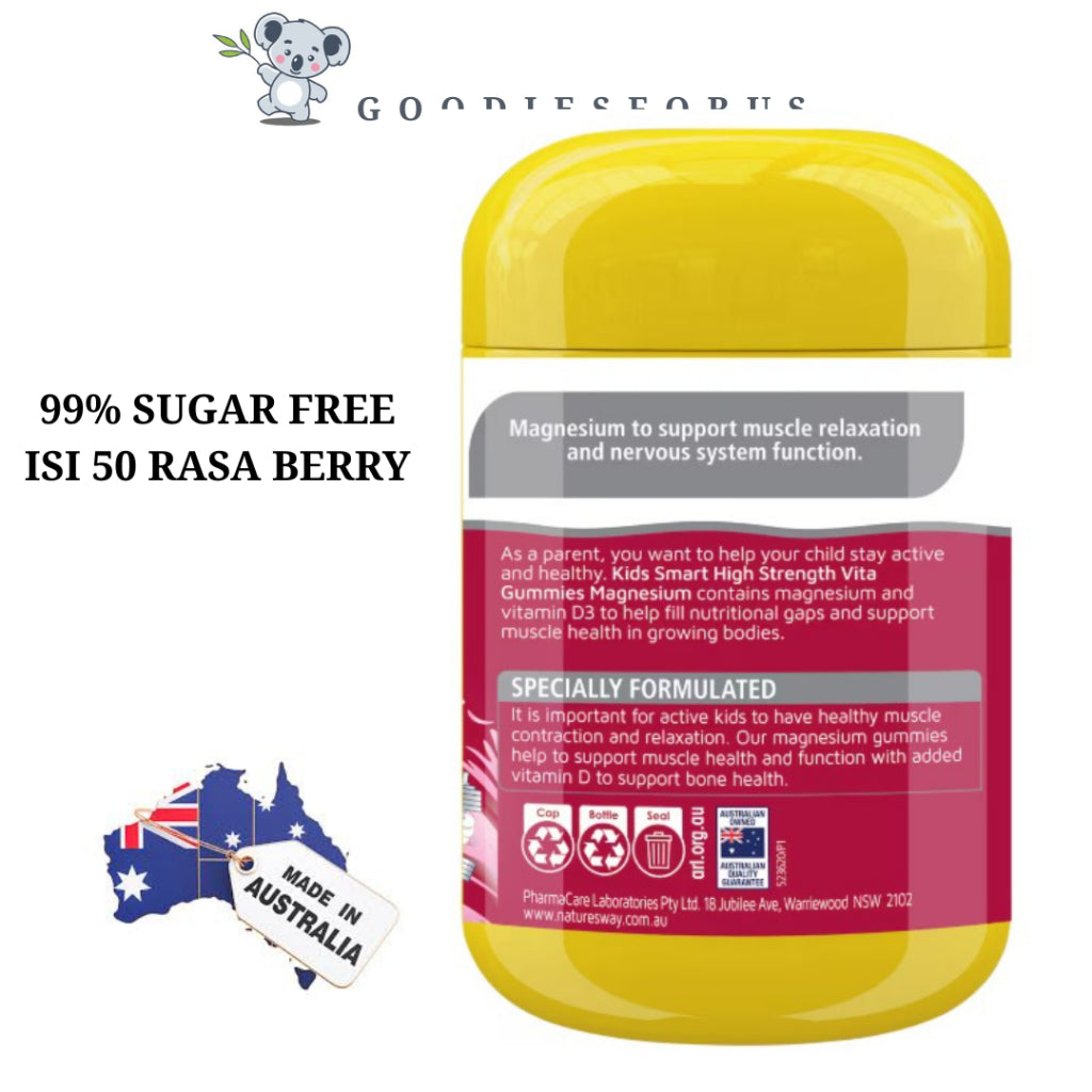 Nature's Way Kids Smart Vita Gummies Magnesium Berry Pastilles 50 pack/Magensium Untuk Anak Usia 4 Thn