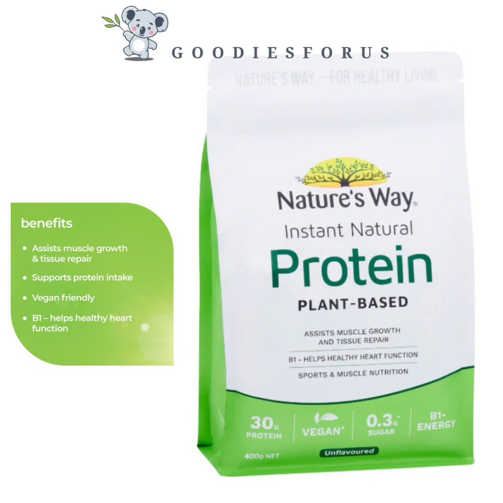Nature's Way Instant Natural Protein Vanilla/Chocolate/Unflavoured Flavour 400g/Vegan Friendly/B1