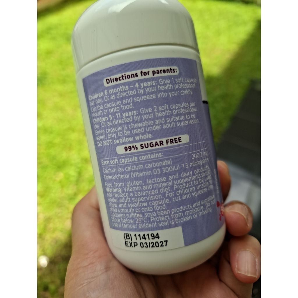 Nature's Way Kids Smart Calcium + Vitamin D 50 Chewable Capsules/Kesehatan Tulang Bayi dan Anak/Tanpa Laktosa