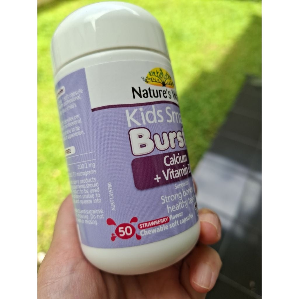 Nature's Way Kids Smart Calcium + Vitamin D 50 Chewable Capsules/Kesehatan Tulang Bayi dan Anak/Tanpa Laktosa