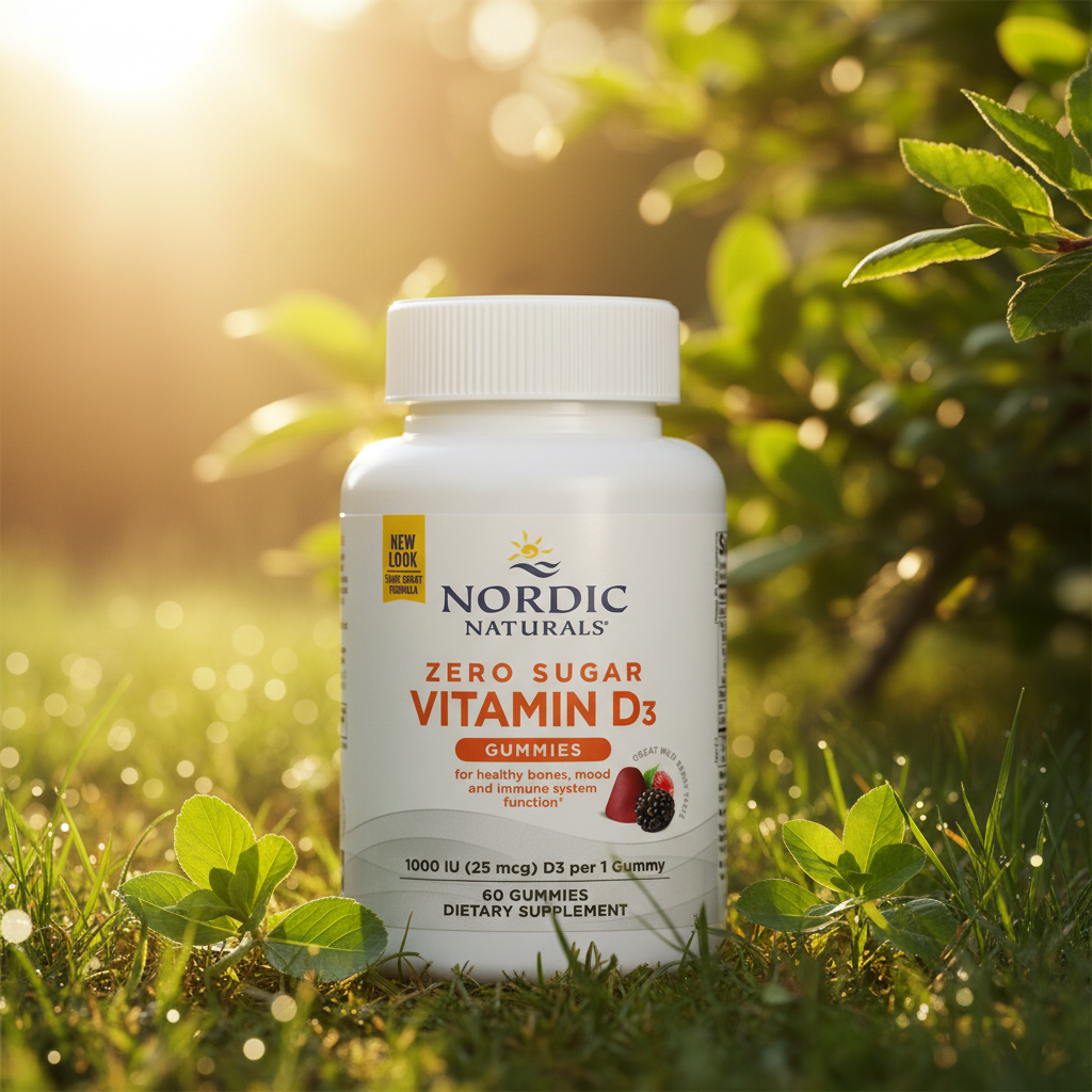Nordic Naturals Vitamin D3 Gummies - Natural Background Square