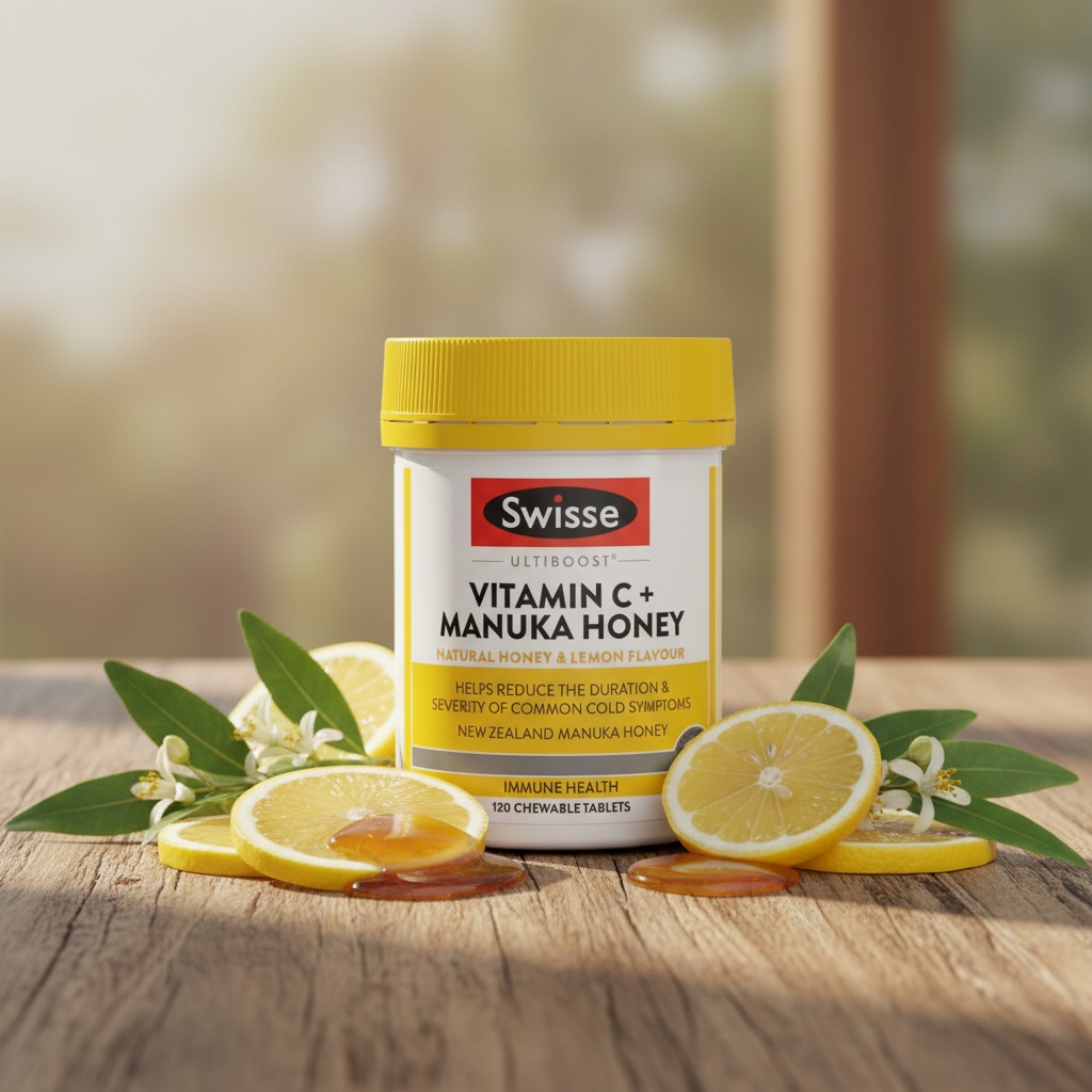 Swisse Ultiboost Vitamin C + Manuka Honey - Natural Background Square